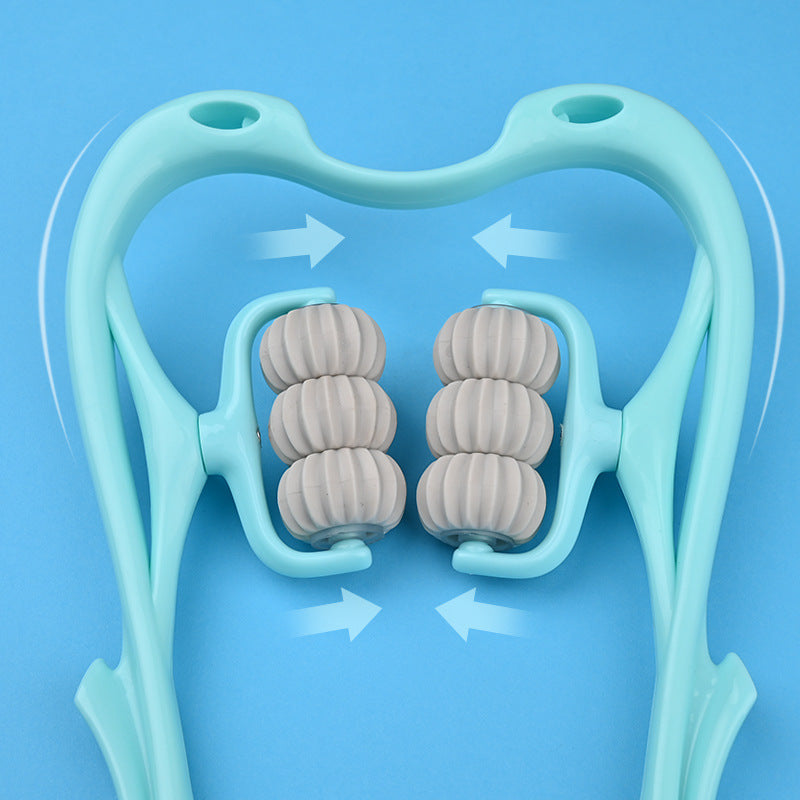 Massageador Cervical de 6 Rolos – Alívio Imediato para Dores no Pescoço e Ombros
