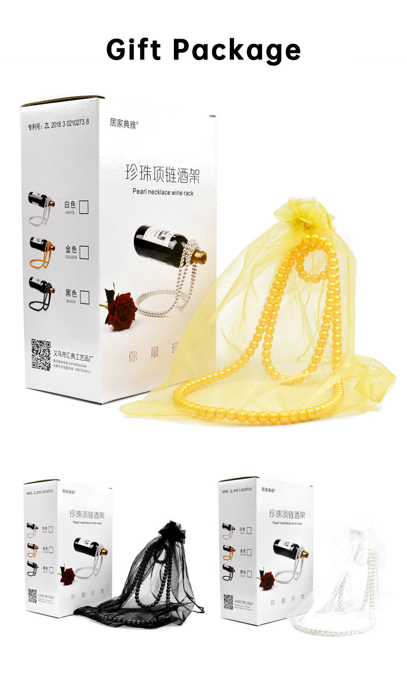 Porta-Garrafas de Vinho em Aço Inoxidável com Design de Colar de Pérolas